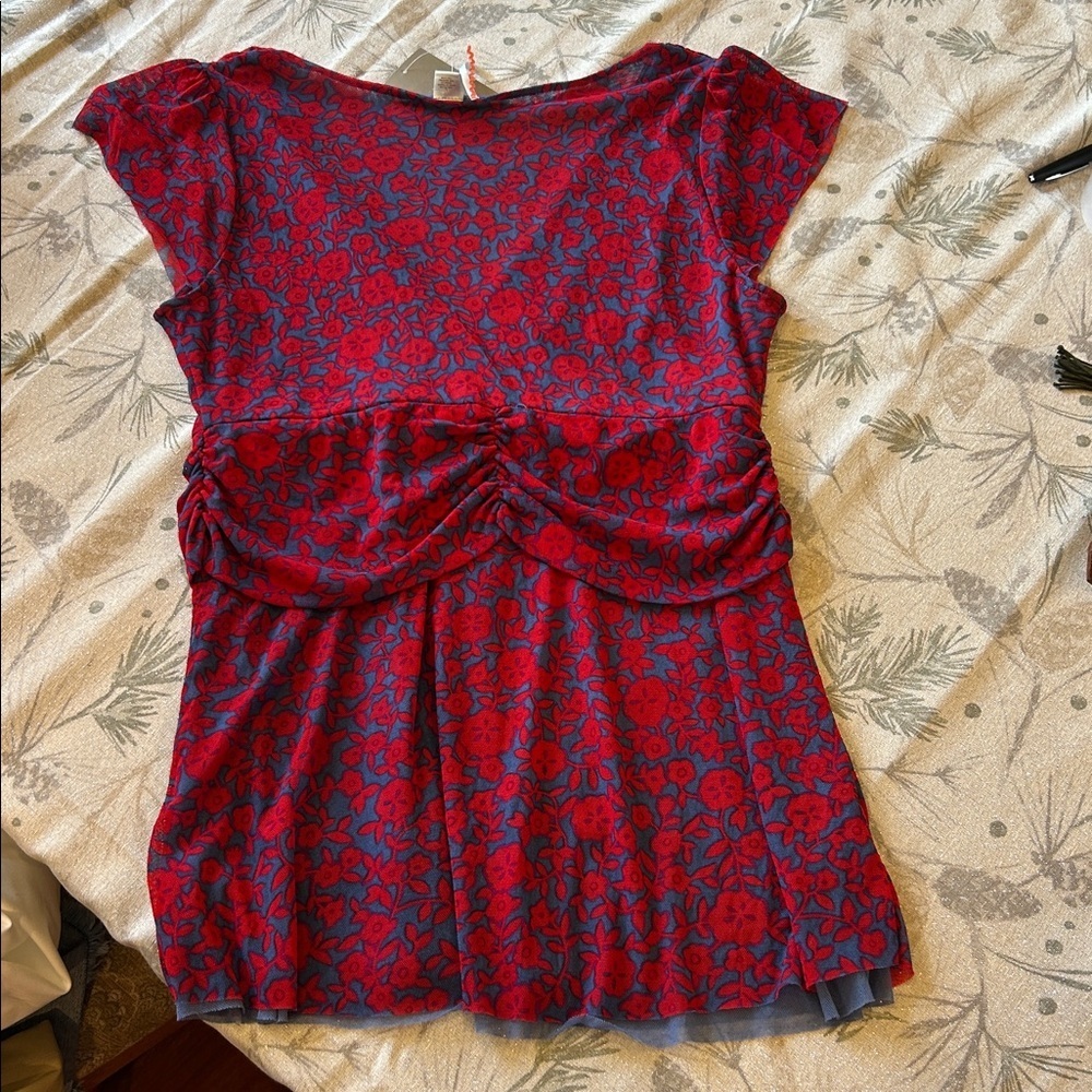 Anthropologie Ric Rac  Floral Ruffle Shirt L NWT - Picture 3 of 4